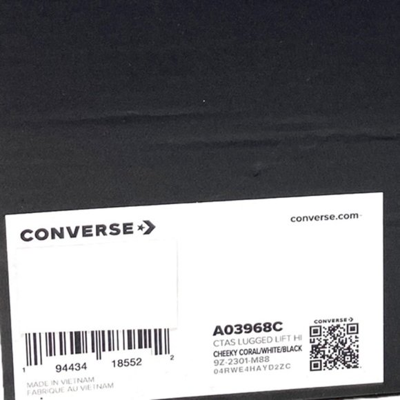 Converse Chuck Lugged Lift Hi Platform Sneaker Kids Women's Coral Canvas A03968C - Picture 8 of 9